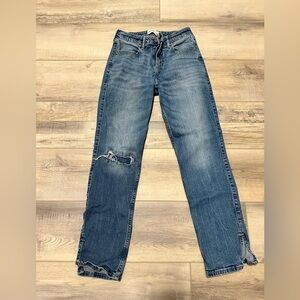 Abercrombie Kids Blue Straight-Leg Jeans with Distressed Knee